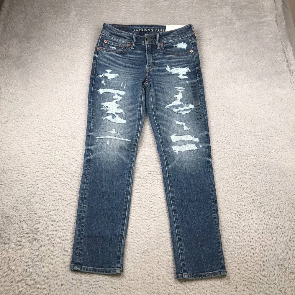 American Eagle Skinny Jeans Mens 28/28 Distressed Mid Rise Stretch NEW NWT